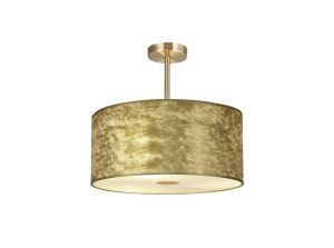 Baymont Antique Brass 3 Light E27 Semi Flush Fixture With 50cm x 20cm Gold Leaf Shade With Frosted/AB Acrylic Diffuser