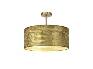 Baymont Antique Brass 5 Light E27 Semi Flush Fixture With 50cm x 20cm Gold Leaf Shade