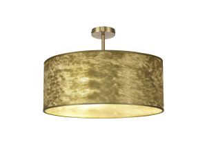 Baymont Antique Brass 5 Light E27 Semi Flush Fixture With 60cm x 22cm Gold Leaf Shade