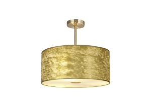 Baymont Antique Brass 5 Light E27 Semi Flush Fixture With 50cm x 20cm Gold Leaf Shade With Frosted/AB Acrylic Diffuser