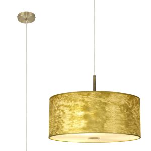 Baymont Antique Brass  5 Light E27 Single Pendant With 60cm x 22cm Gold Leaf Shade With Frosted/AB Acrylic Diffuser