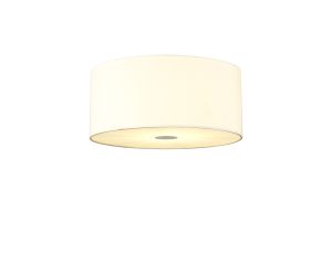 Baymont White 3 Light E27 Flush With 40cm x 18cm Faux Silk Shade, Ivory Pearl/White Laminate & Frosted/AB Diffuser