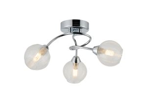Beatrix 36cm Round Flush Ceiling, 3 x G9, Polished Chrome/Clear Glass