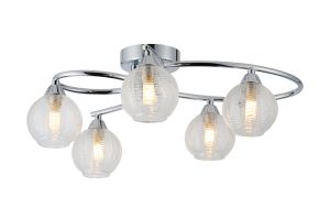 Beatrix 47.5 x 41cm Flush Ceiling, 5 x G9, Polished Chrome/Clear Glass