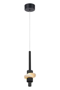 Betty Single Pendant, 7W LED, 3000K, 840lm, Black/Faux Alabaster, 3yrs Warranty