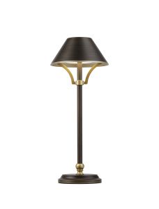 Nuve Rechargeable Battery Operated Table Lamp, 1.8W LED, 3000K, 160lm, 3-Step Dimming, Bronze/Gold, 3yrs Warranty