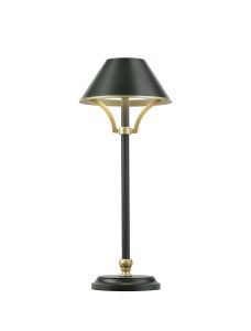 Nuve Rechargeable Battery Operated Table Lamp, 1.8W LED, 3000K, 160lm, 3-Step Dimming, Dark Green/Gold, 3yrs Warranty