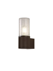 Pizzasy Wall Lamp 1 x E27, IP54, Matt Brown/Crackled Clear, 2yrs Warranty