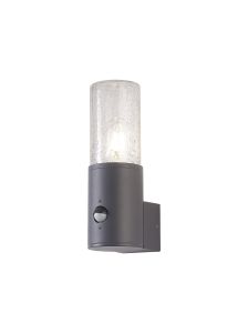 Pizzasy Wall Lamp With PIR Sensor 1 x E27, IP54, Anthracite/Crackled Clear, 2yrs Warranty