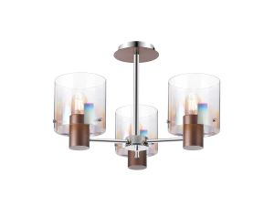 Brandroot 54cm Semi Flush Light, 3 x E27, Mocha/Iridescent Fade Glass