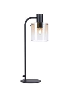Brandroot Large Table Lamp, 1 Light E27, Black / Amber Fade Glass
