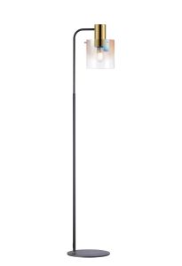 Brandroot Large Floor Lamp, 1 Light E27, Brass/Sand Black/Iridescent Fade Glass
