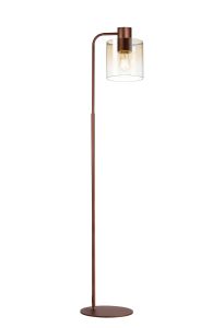 Brandroot Large Floor Lamp, 1 Light E27, Mocha / Amber Fade Glass