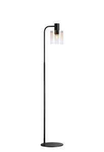 Brandroot Floor Lamp, 1 Light E27, Black / Amber Fade Glass