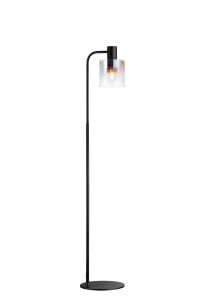 Brandroot Floor Lamp, 1 Light E27, Black / Iridescent Fade Glass
