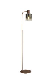 Brandroot Floor Lamp, 1 Light E27, Mocha / Smoke Fade Glass