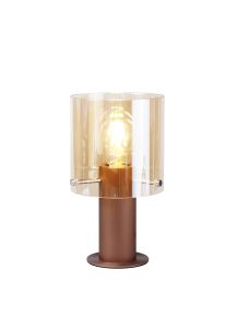 Nu Blok Table Lamp, 1 Light Table Lamp E27, Mocha/Amber Fade Glass