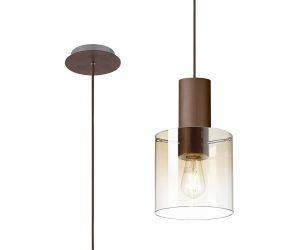 Brandroot 20cm Single Pendant, 1 Light Adjustable E27, Mocha/Amber Fade Glass