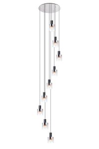 Brandroot 80cm Round Pendant, 9 Light Adjustable E27, Black/Iridescent Fade Glass Item Weight: 22kg