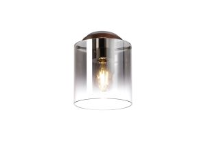 Brandroot 20cm Round Ceiling Flush, 1 Light Flush Fitting E27, Mocha/Smoke Fade Glass
