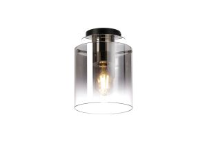 Brandroot 20cm Round Ceiling Flush, 1 Light Flush Fitting E27, Polished Nickel/Black/Smoke Fade Glass