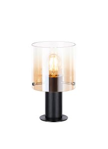 Brandroot Table Lamp, 1 Light E27, Black/Amber Fade Glass