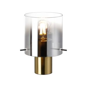 Brandroot Table Lamp, 1 Light E27, Brass/Smoke Fade Glass