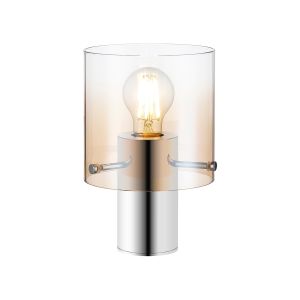 Brandroot Table Lamp, 1 Light E27, Polished Nickel/Black/Amber Fade Glass