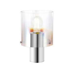Brandroot Table Lamp, 1 Light E27, Polished Nickel/Black/Iridescent Fade Glass