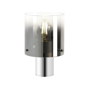 Brandroot Table Lamp, 1 Light E27, Polished Nickel/Black/Smoke Fade Glass