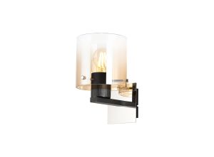 Brandroot Single Switched Wall Lamp, 1 Light, E27, Black/Amber Fade Glass