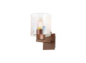 Brandroot Single Switched Wall Lamp, 1 Light, E27, Mocha/Iridescent Fade Glass