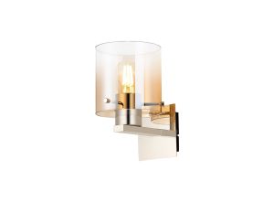 Brandroot Single Switched Wall Lamp, 1 Light, E27, Polished Nickel/Black/Amber Fade Glass