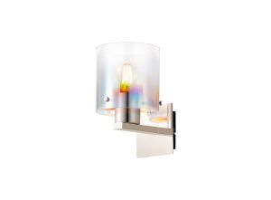 Brandroot Single Switched Wall Lamp, 1 Light, E27, Polished Nickel/Black/Iridescent Fade Glass