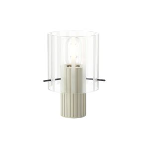Brandroot Ribbed Table Lamp, 1 Light E27, Beige Stone/Frosted/Clear Wide Line Glass