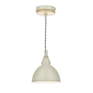 Blyton 1 Light E14 Cream Adjustable Pendant With Lightwood Ceiling Plate C/W Metal Retro-Styled Cream Shade