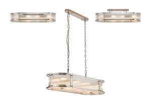 Lyon 1m x 35cm Oval Flush/Semi Ceiling/Pendant, 8 x E14, Polished Chrome/Clear Glass