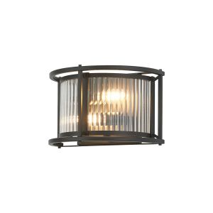 Lyon Wall Light, 2 x E14, Satin Black/Clear Glass