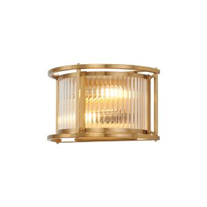 Lyon Wall Light, 2 x E14, Brass/Clear Glass