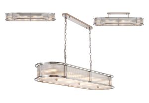 Lyon 140 x 40cm Oval Flush/Semi Ceiling/Pendant, 12 x E14, Polished Chrome/Clear Glass