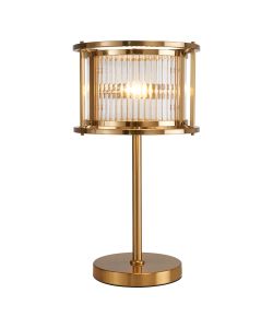 Lyon Table Lamp, 2 x E14, Brass/Clear Glass