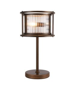Lyon Table Lamp, 2 x E14, Bronze/Clear Glass