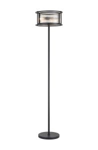 Lyon Floor Lamp, 3 x E14, Satin Black/Clear Glass