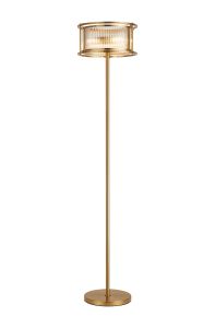 Lyon Floor Lamp, 3 x E14, Brass/Clear Glass