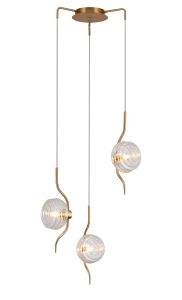 Corte 44cm Round 3 Light Spider Pendant With 160mm Glass, Brass/Clear