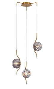 Corte 44cm Round 3 Light Spider Pendant With 160mm Glass, Brass/Smoke