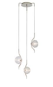 Corte 44cm Round 3 Light Spider Pendant With 160mm Glass, Polished Nickel/Clear