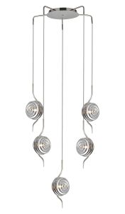Corte 63cm Round 5 Light Spider Pendant With 160mm Glass, Polished Nickel/Smoke