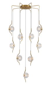 Corte 84cm Round 9 Light Spider Pendant With 160mm Glass, Brass/Clear
