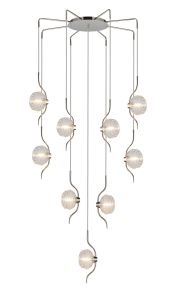 Corte 84cm Round 9 Light Spider Pendant With 160mm Glass, Polished Nickel/Clear
